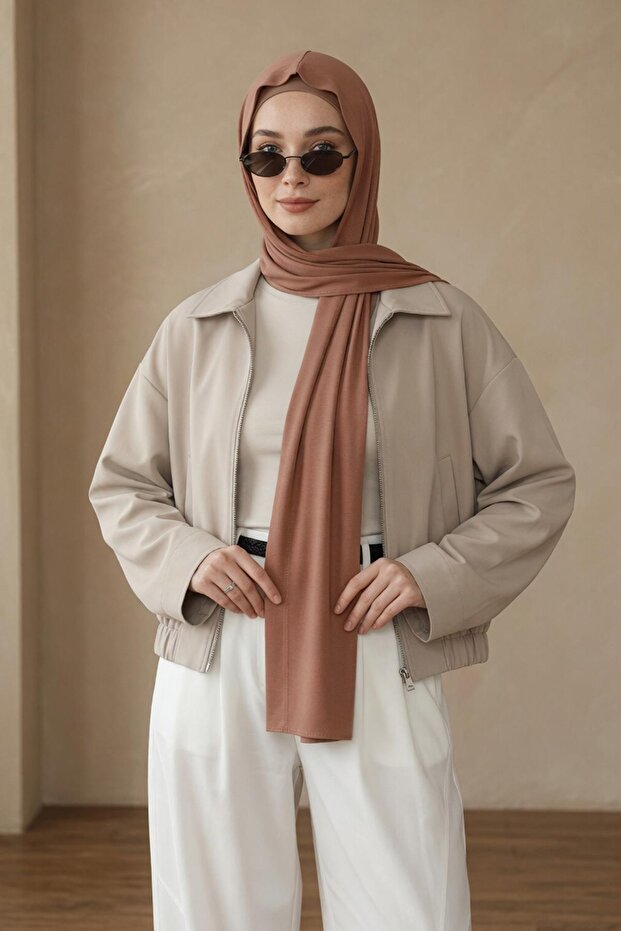 Combed Cotton Boneli Ready-To-Wear Combed Cotton Hooded Shawl Two-Piece Set, Ps-57, Dark Brown