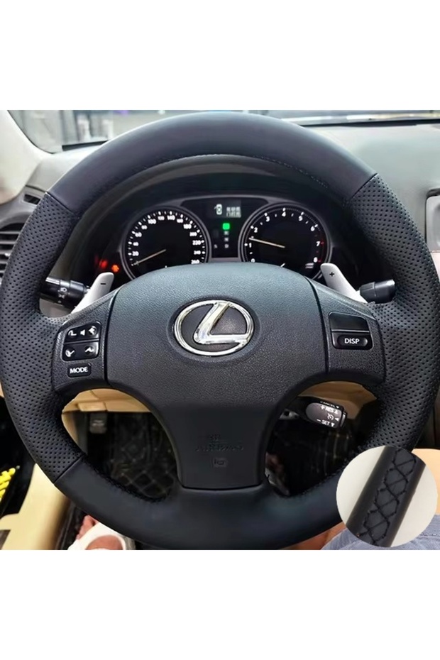 Black Thread Hand-Stitched Wear-resistant Braids on Steering Wheel For Lexus IS250 IS300 ES250 Car S