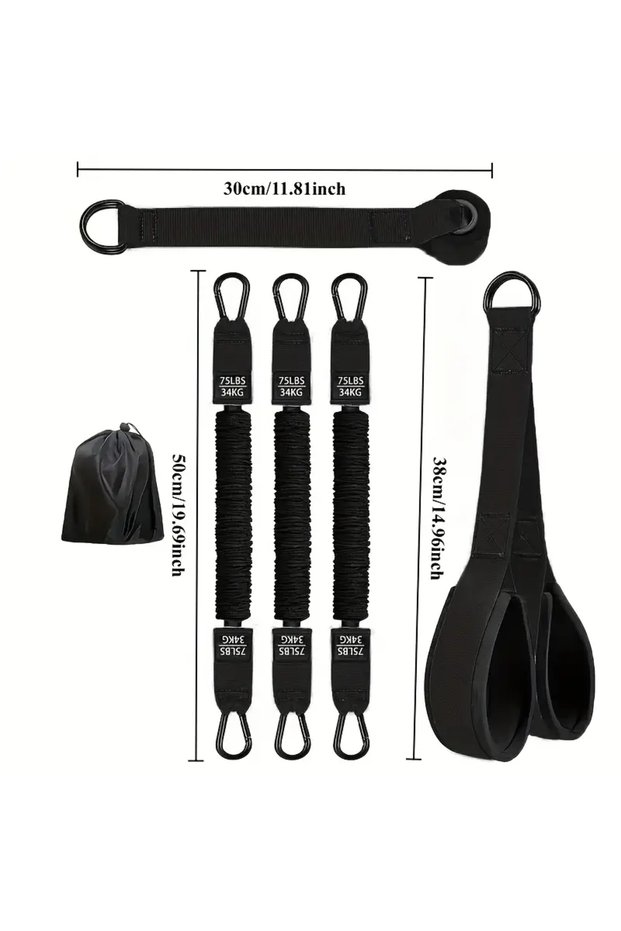 black Sports Assistance Belt Fitness Home Equipment Indoor Tension Rope Elastic Rope Auxiliary Belt