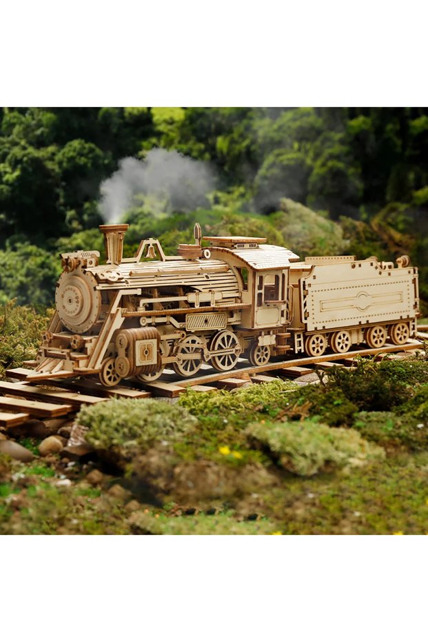 Locomotive Locomotive 3D Car Wooden Puzzle Scale Model,DIY Model Kit, Handcraft Gift,Home Decoration