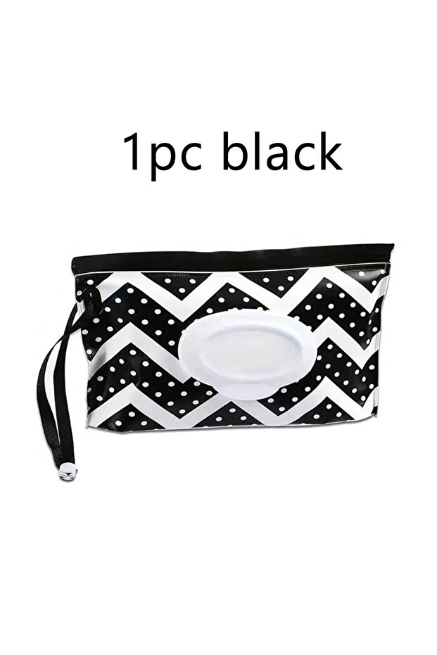 black 1pc Baby Wipe Case, Travel Tissue Holder, Wet Wipes Storage Bag, Reusable Wet Wipe Pouch For