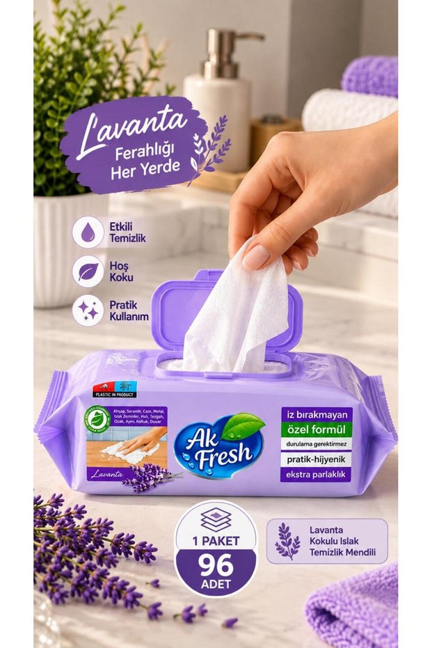 Multi-Purpose Cleaning Towel with Lavender Scent, 96 Sheets Wet Cleaning Cloth