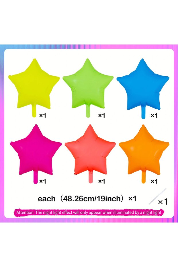 18inch 6pcs 19 Inch Fluorescent Aluminum Film Pentagram Balloons for Children's Birthday Parties, Il