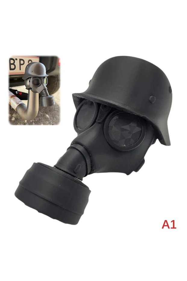 A1 Trailer Hitch Cover With Steel Helmet And Gas Mask 3D Printed Trailer Hitch Ball Cover Prevent Re