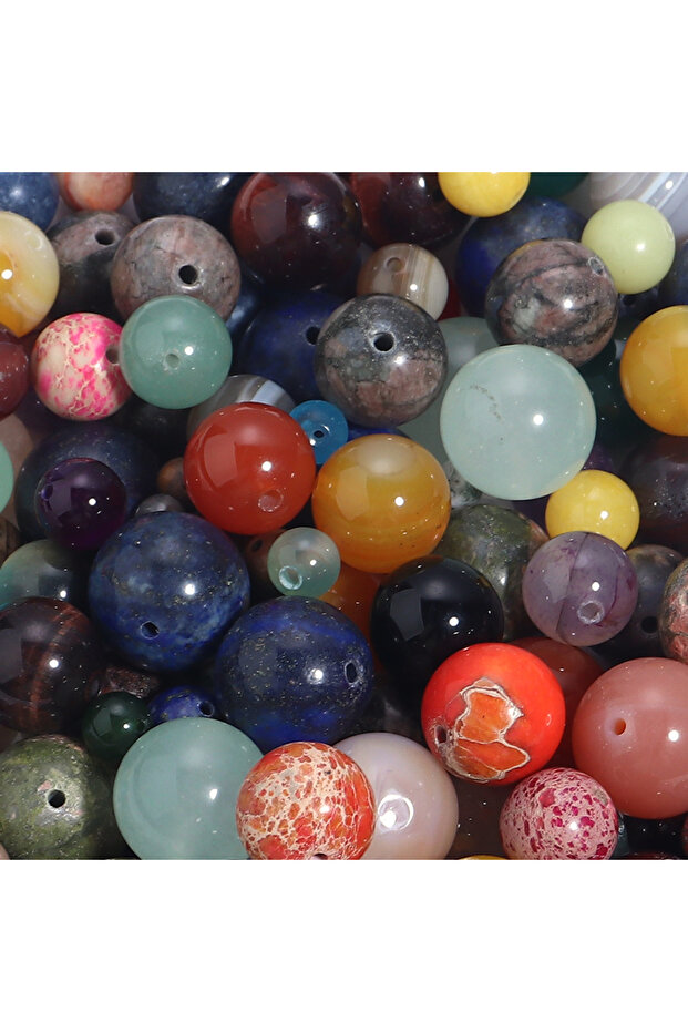 6mm 100pcs Random mix color 50-100pcs 4 6 8mm Natural Stone Random Color Round Beads With Holes Loos
