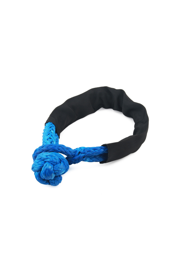 Blue Rope 55000lbs Winch Rope Synthetic Soft Shackle+Recovery Ring Set Rugged Shackles With Protecti