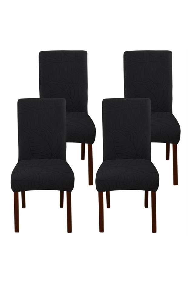 4Pcs A4 1/4/6Pcs Leaf Jacquard Chair Covers Stretch universal Chairs Cover Solid Color Seat Covers f