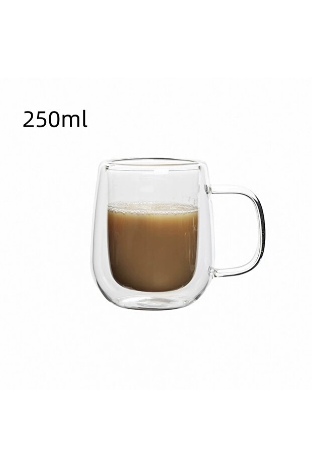150-350ml 250ml 1pc Double Wall Glass Coffee Cup with Handle 150-350ml Heat Resistant High Borosilic