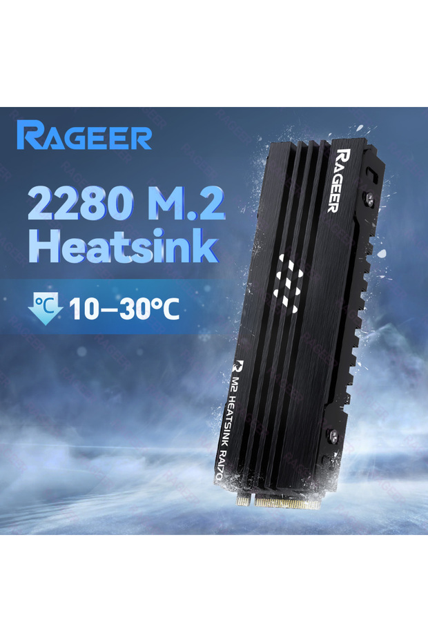 RA170 RAGEER RA170 M.2 SSD Aluminum Heatsink with Thermal Pads for NVMe/NGFF 2280 SSD for PC, PS5