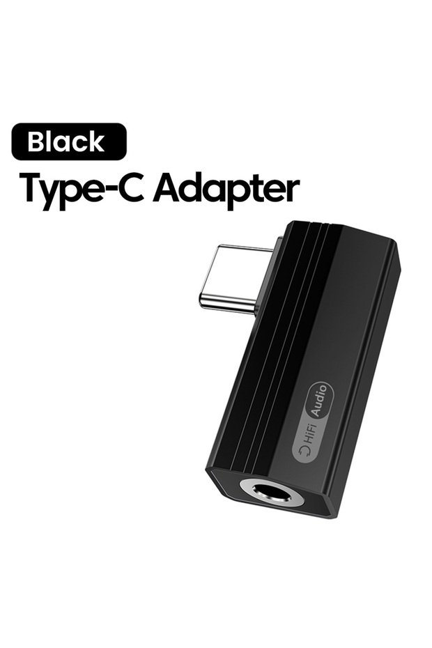 Black C-3.5MM Type C Audio Adapter 3.5MM Headphones Universal Wired Control Converter for iphone 15