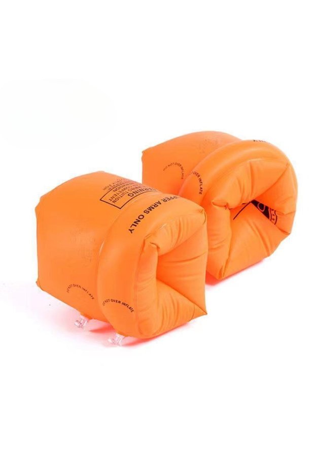 Orange-2pcs Adult Inflatable Arm Floaties – Dual Air Chamber Water Wings Tubular Arm Bands for Swimm