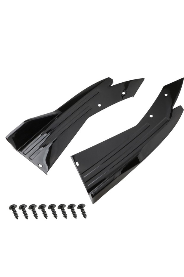 2pcs black Pair Universal Car Rear Bumper Spoiler Lip Carbon Fiber Wing Trim Protection Anti-crash D