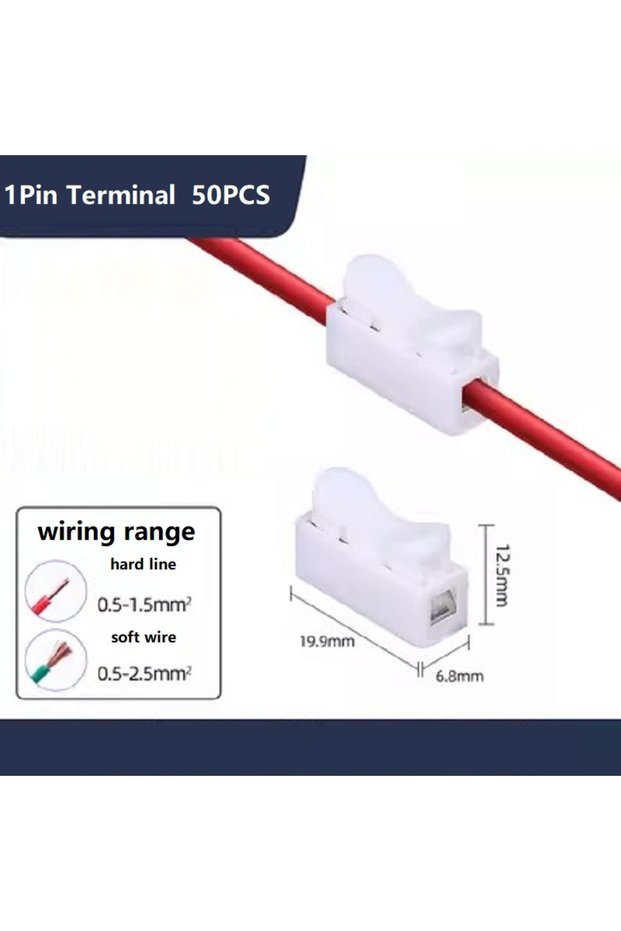50PCS 1Pin Quick Wire Connectors 1P 2P No Soldering Required Spring Clamp Cable Terminals Screwless