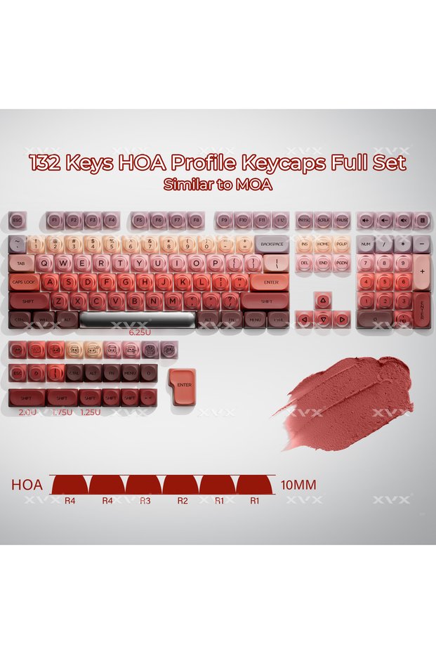 Berry Kiss XVX 132 Keys Blue Foundation Keycaps Dye Sublimation PBT+PC HOA Profile Cute Keycap for C