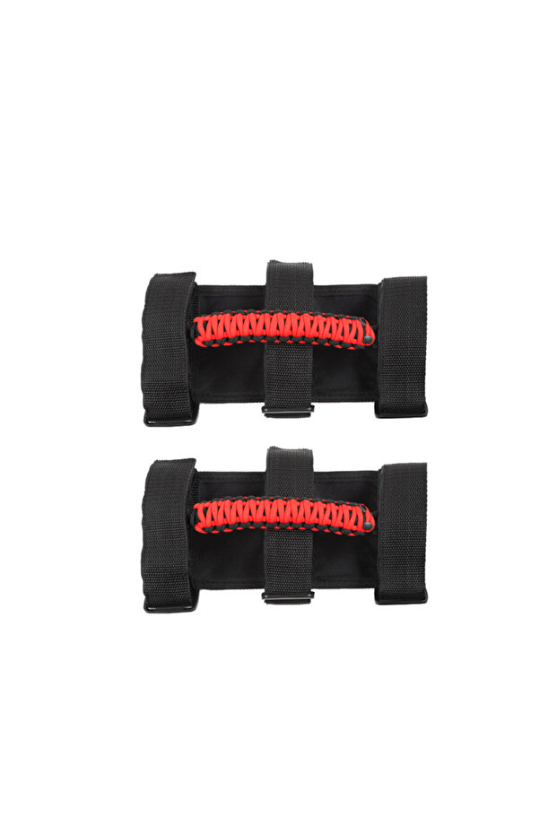 1pair red 2Pcs Car Roof Handle Rope Grab Handles Grip Handle Fit For Jeep Wrangler CJ YJ TJ JK JL 19