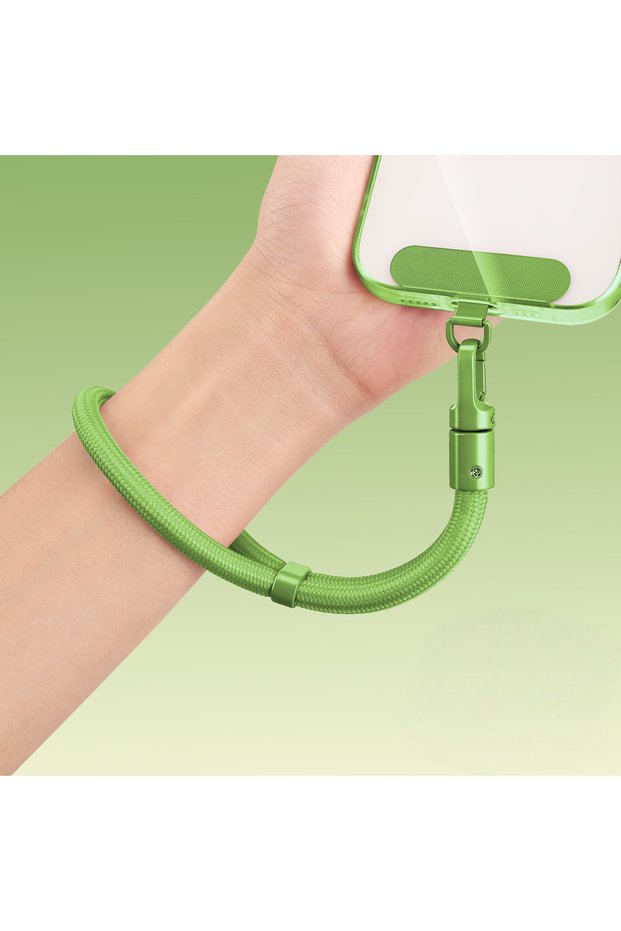 green 1pc Universal Adjustable Mobile Phone Lanyard Short Wrist Strap with Self-locking Anti-drop De