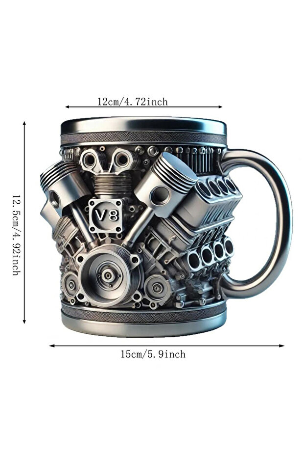 301-400ml V8-300-400ML V8 Engines Stainless Steel Coffee Mug Creative Resin Water Cup Funny V6 Engin