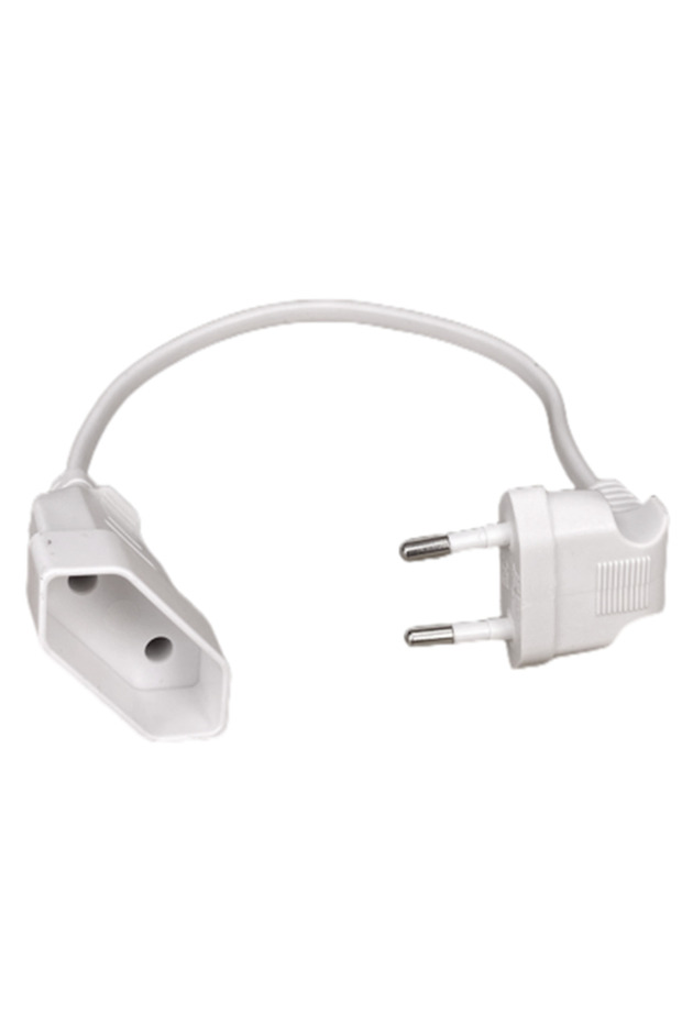 0.3M white European EU 2 Prong Male to Female Power Extension Cord Cable for PC Computer PDU UPS 0.5