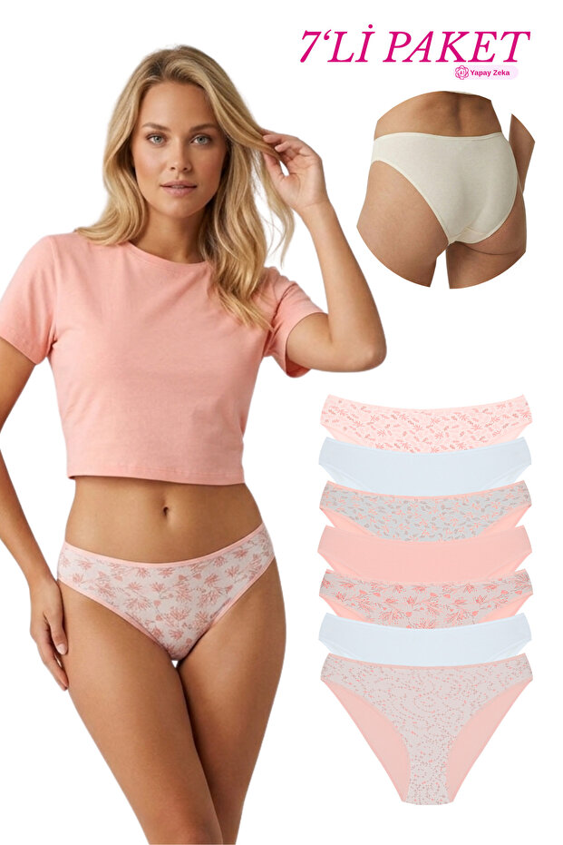 18001-8 Floral Printed 7-Piece Women's Panties Pack V36