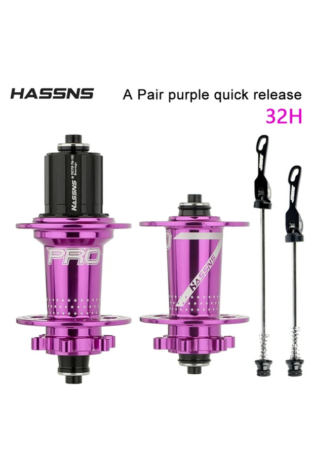 32H Purple A Pair HASSNS PRO7 MTB Hub 24 32 36 Holes Bearing Mountain Bike Quick Release Hub 36h 32h