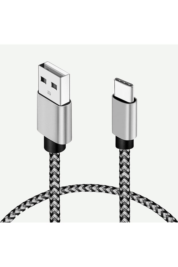 2m White USB A to Type C Nylon Braided Cables 2.4A Fast 1M 2M 3M Date Sync Charging Wire Charger Cab