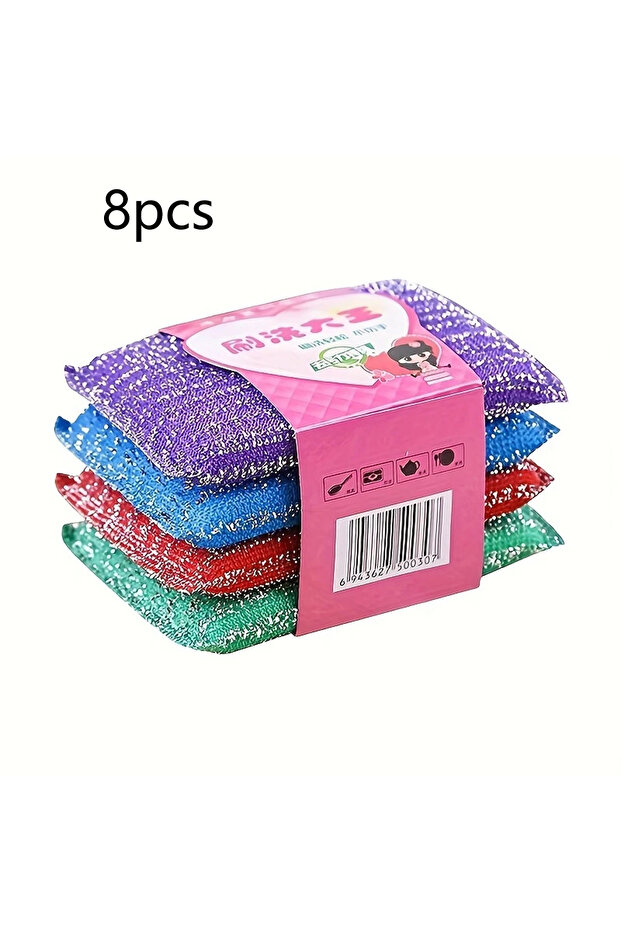 8pcs 8pcs-Double-sided Kitchen Dishwashing Sponge Household Cleaning Sponge Wipe Scouring Pad Cleani