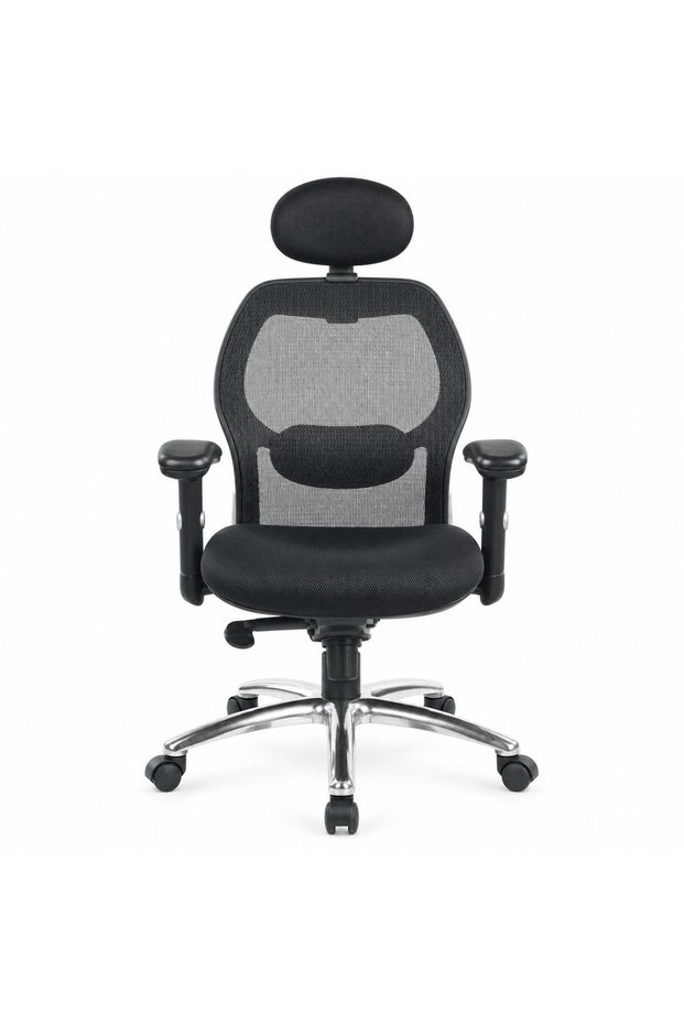 Ergo-H-CH Ergonomic Mesh Office Chair with Adjustable Headrest, Lumbar Support, Height-Adjustable Armrests, High-Density PU Foam Seat, Butterfly Tilt, Chrome Base, Black, 2-Year .