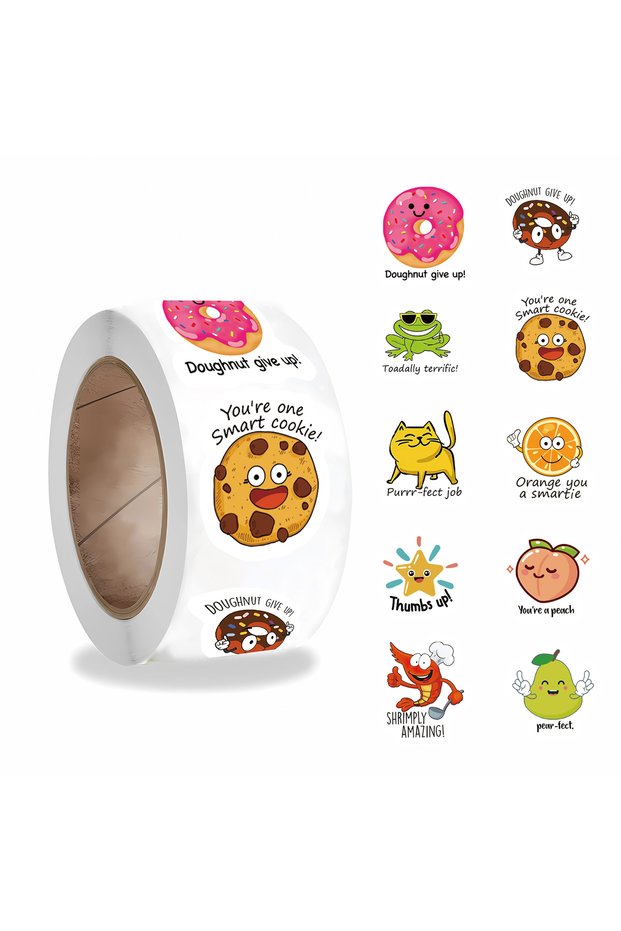 500PCS 500PCS/roll Cartoon Reward Cat Stickers For School Reward Sticker Encouragement Card Student