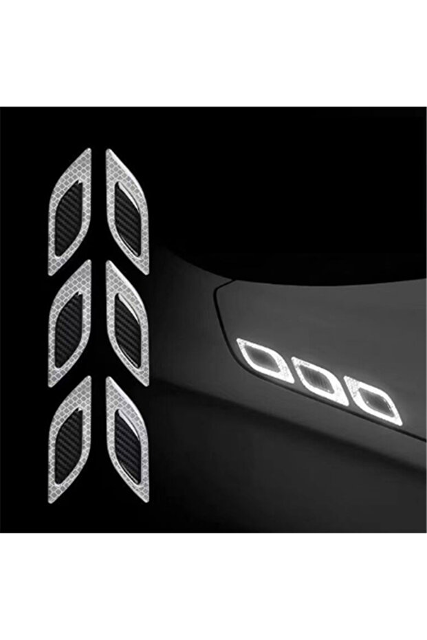 white 6pcs/Set Car Reflective Stickers Anti-Scratch Safety Warning Sticker for Truck Auto Motor Exte