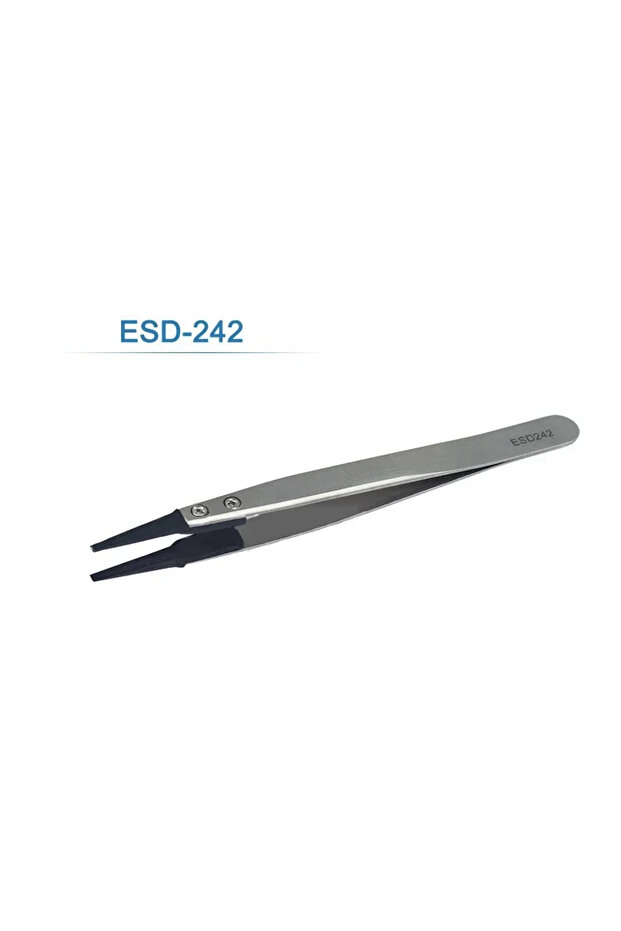 ESD-242 5PC Watch Hands Installation Work Tweezers Straight Elbow Handle Stainless Antistatic Plasti