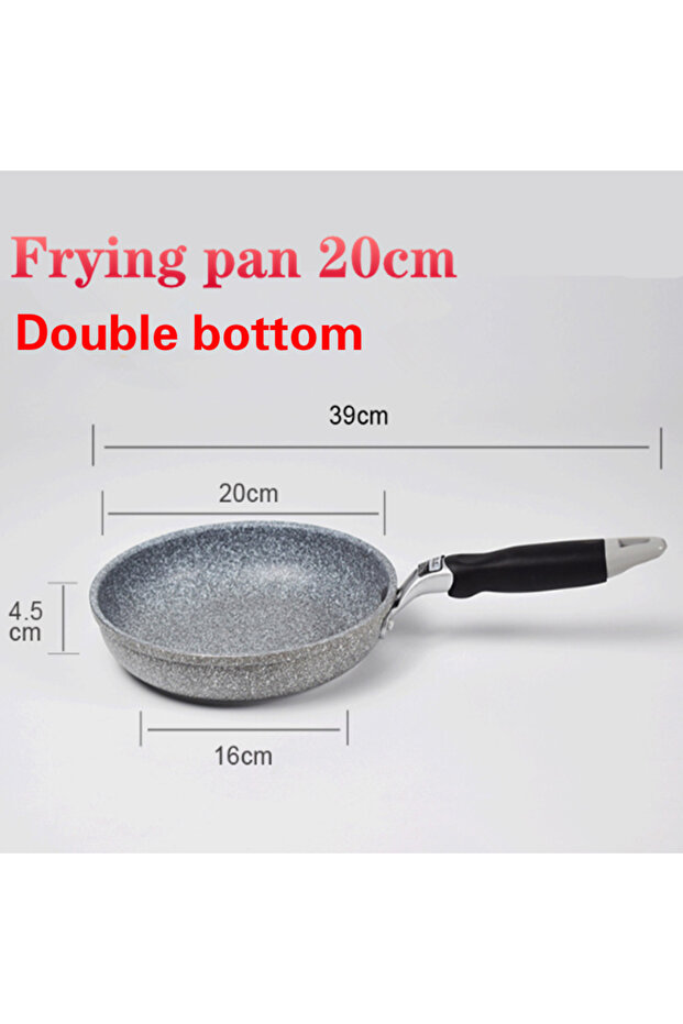 Frying Pan 20cm Durable Stone Frying Wok Pan Non-stick Ceramic Pot Induction Fryer Steak Cooking Gas
