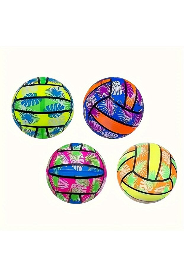 random color 4pcs 4/2/1pcs Inflatable Beach Volleyballs 4pcs - Tropical Leaf Print PVC Pool Toys, Su