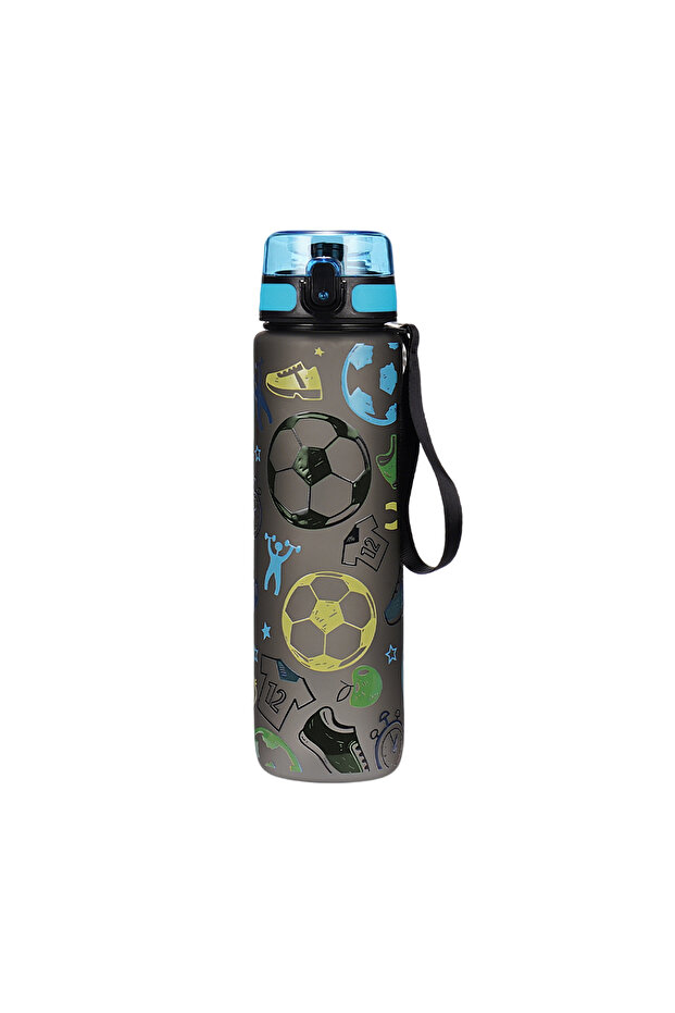 1pc Q1000ml Boys Soccer Pattern Water Bottle 750/1000ml Plastic Leakproof Sports Water CupPortable F
