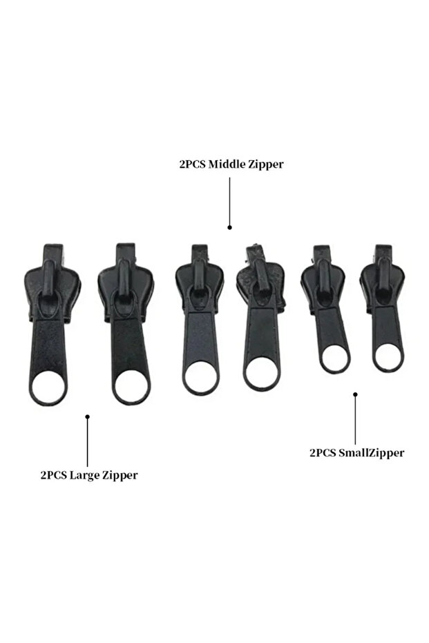 black 6pcs Zippers Repair Kit Universal Instant Zipper Repair Replacement Zipper Sliding Teeth Rescu