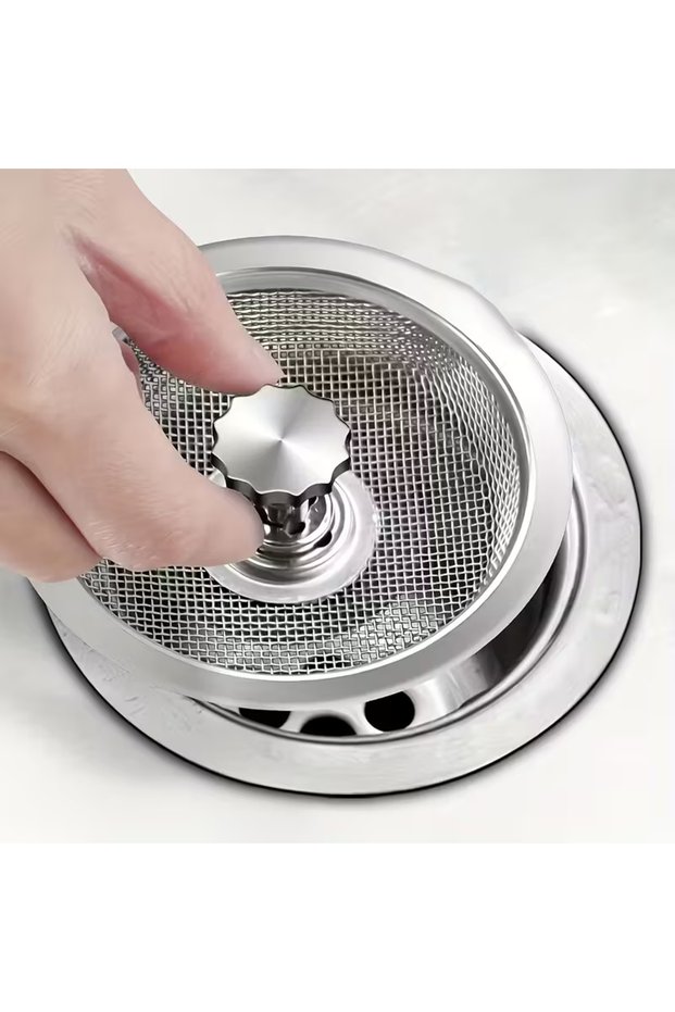 Light Grey Stainless Steel Kitchen Sink Strainer - 8.13cm & 5.33cm Mesh, Non-Clogging for Bathroom,