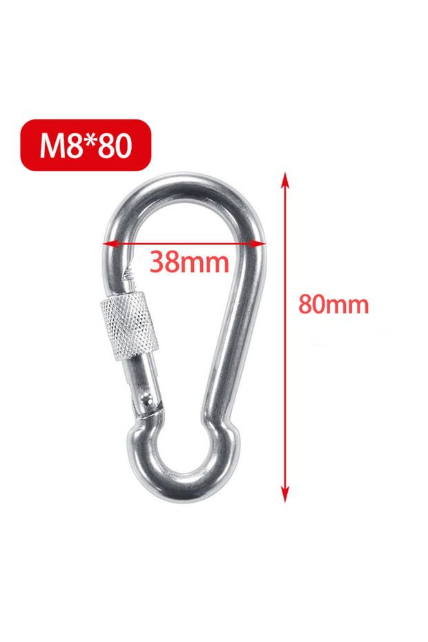1PCS M8x80 Metal Spring Snap Carabiner Clips D-Ring Screw Hooks Locking Carabiners Swing Connector f