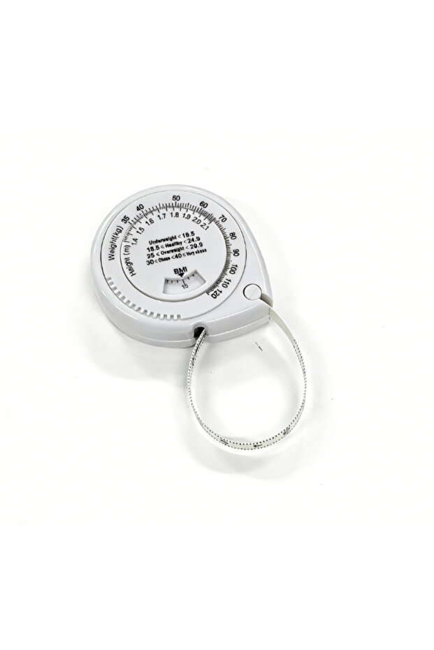 WHITE 1 x 59.06"/59" BMI Body Measuring Tape, Plastic Retractable Ruler with Metric Scale and Teardr