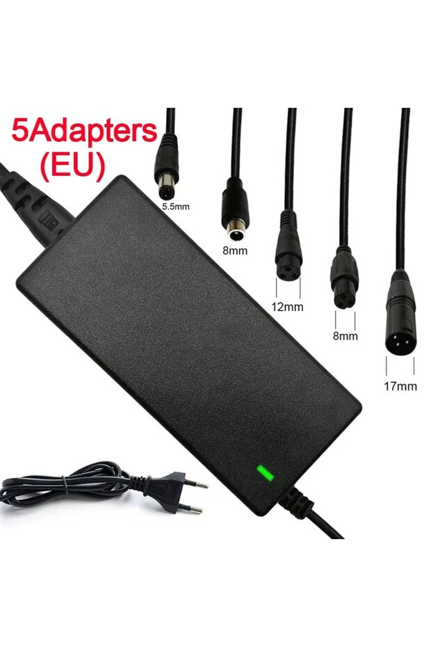 EU Plug 42V 2A Lithium Battery Charger 42V 2A DC Power Charger AC110-240V Replaceable 5 Plugs Power