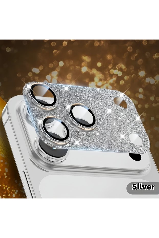 واقي عدسة الكاميرا الفضي اللامع لهاتف iPhone 17 Pro Max / 17 Pro [متوافق مع الجرابات]