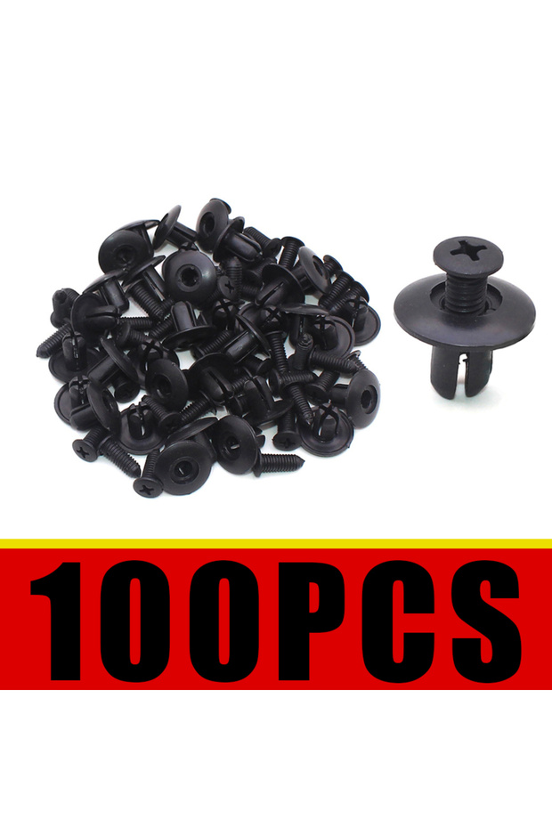 100PCS 100pcs 8mm Plastic Rivets Fasteners Screw Car Bumper Fender Black Rivet Car Fastener Clips Fo