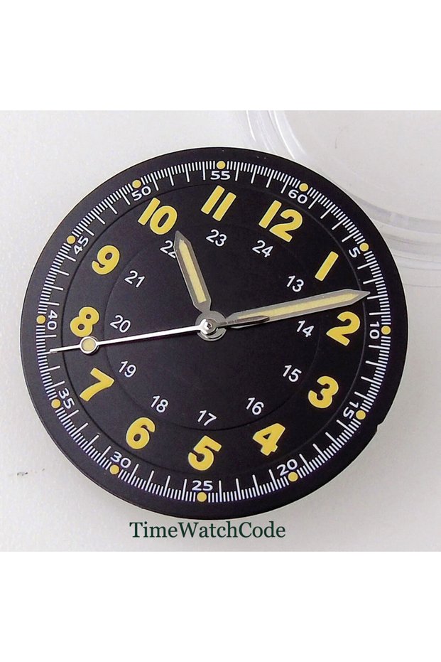for NH35 NH36 dial hands A Classic 29mm Pilot Style Watch Dial Face + Hands Set Arabic Numerals Fit