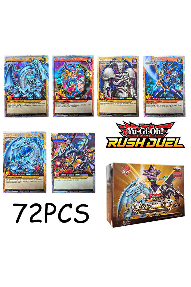 72Pcs All shiny RUSH DUEL DIY 72Pcs New YU GI OH Cards Classical Duel Monster Collection Red Blue ey