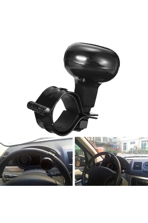 Black Universal Truck Heavy Car Duty Anti Slip Steering Wheel Cover Spinner Knob Handle Booster Grip