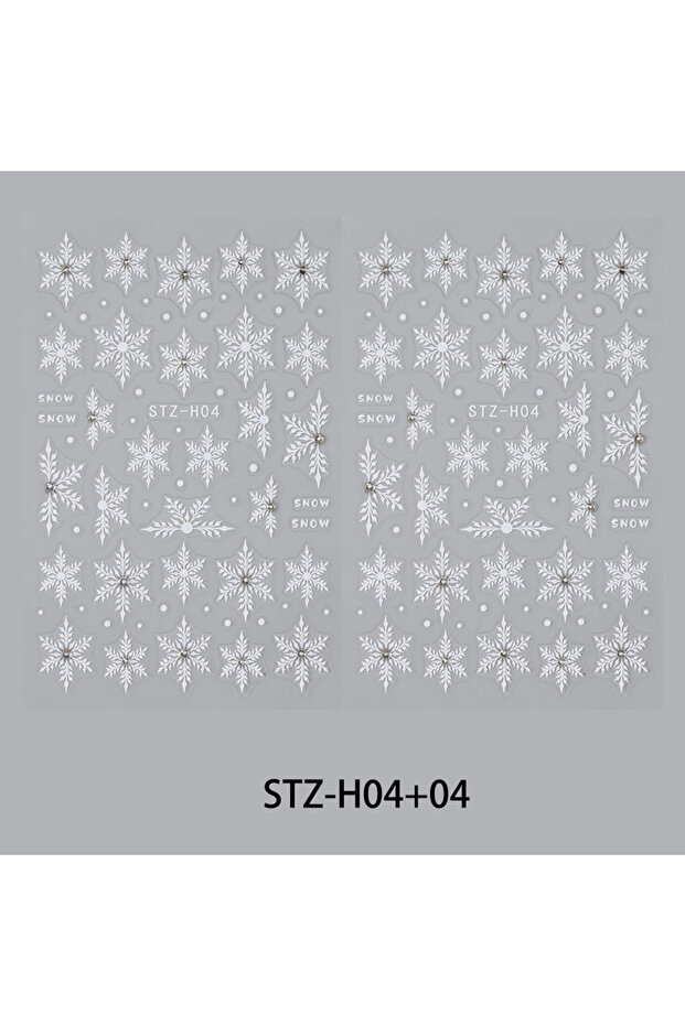 2 pcs STZ-H04 2 pcs Brilliant Diamond Snowflake Nail Art Stickers Christmas Snow Point Adhesive Deca