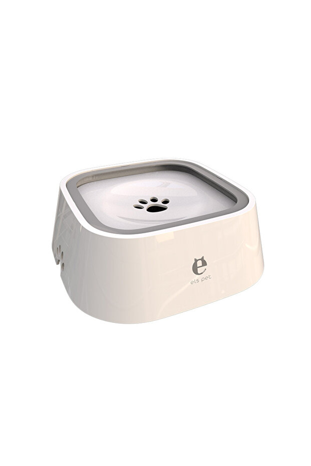 A-White Dog Drinking Water Bowl Floating Non-Wetting Mouth Cat Bowl Without Spill Drinking Water Dis