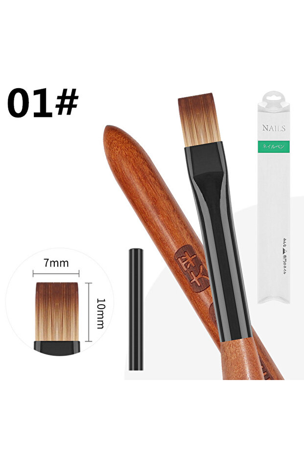 G-B00547-01 1/6PCS Acrylic Nail Brush Pen for Powder Manicure Round Wood Handle Gel Builder Brushes