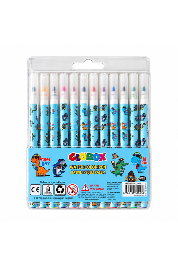 12 Color Printed Felt Tip Pen Set (Model: 2911)