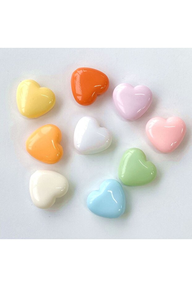 random color mixing 30Pcs 12*14mm Acrylic Flat Bottomed Heart-shaped Perforated DIY Mobile Phone Cha