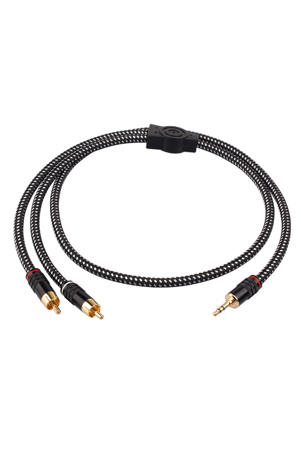 1m black YYAUDIO HIFI 6N OFC Conduct 3.5mm to 2RCA Audio Cable Gold Plated Plug 3.5mm Jack for Speak