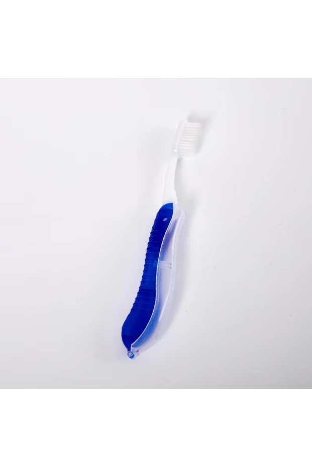 Dark Blue Travel Folding Toothbrush Portable Toothbrush Built in Cover Multi Color Size Collapsable
